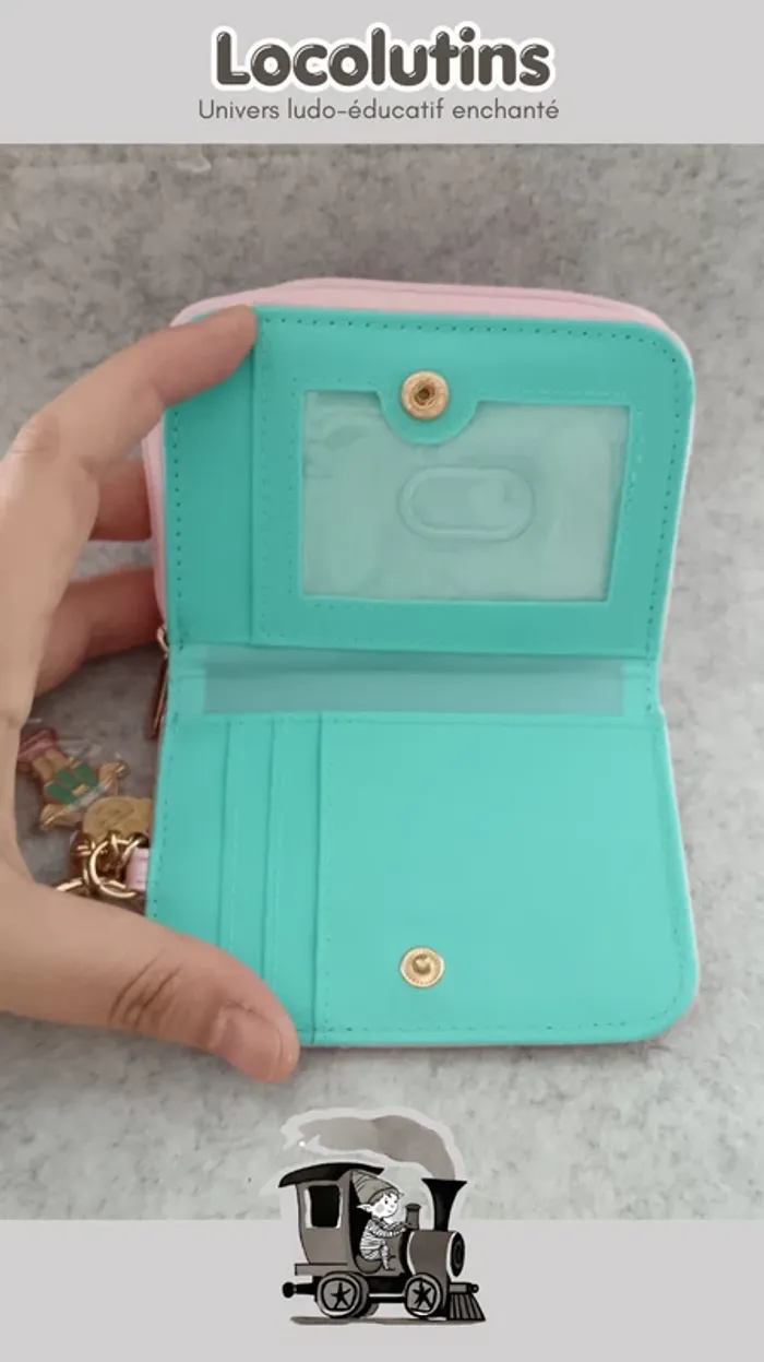 🚂 Porte-monnaie Polly Pocket rose avec porte-clé irisé - photo numéro 4