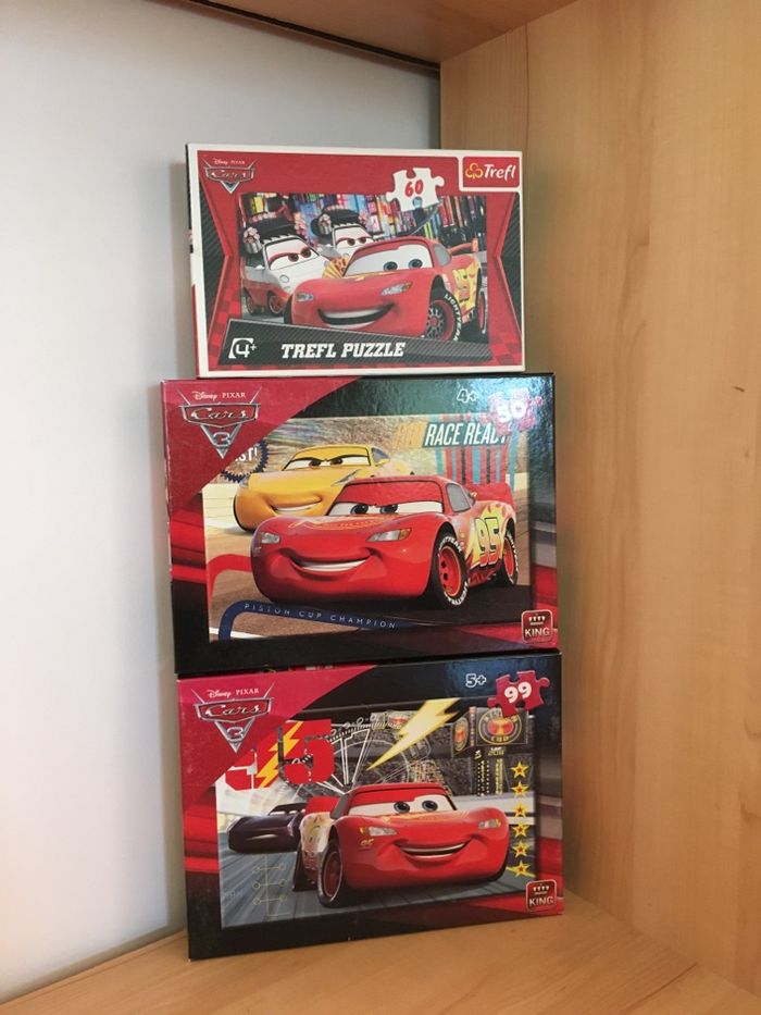 Lot 3 puzzles Disney Pixar Cars, 99, 60 et 50 pièces, complet (très bon état)