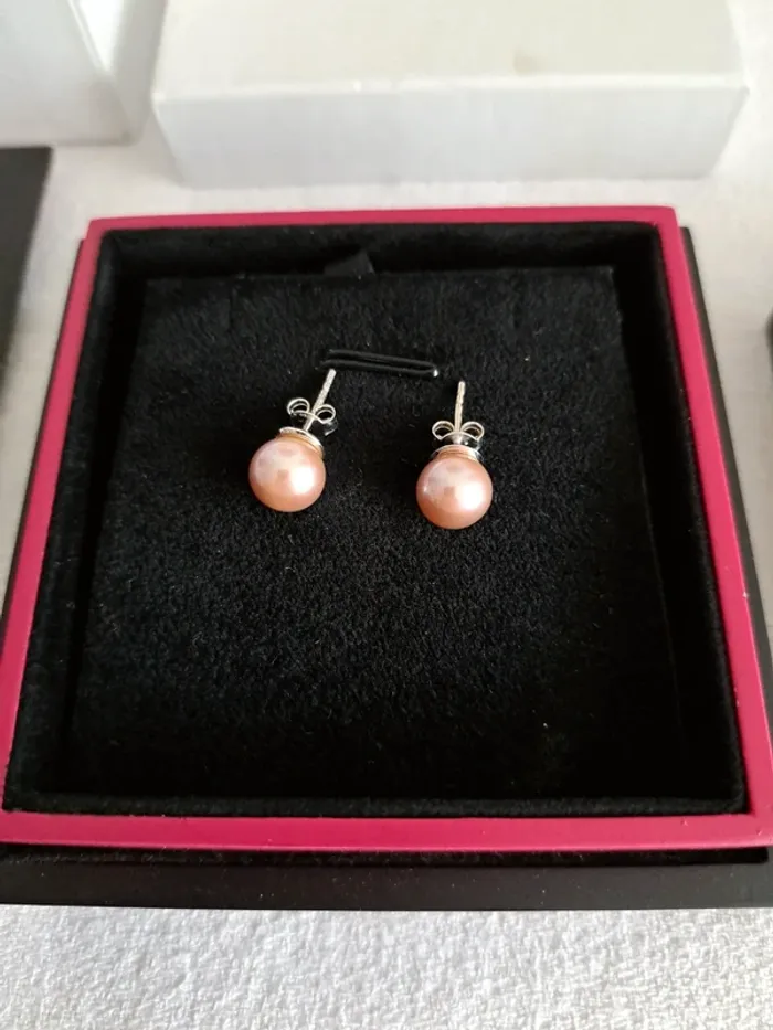 Boucles d'oreilles vraies perles de culture et or blanc - photo numéro 3
