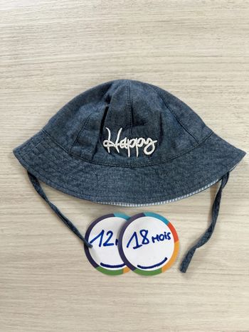 Chapeau happy bleu 12/18 mois