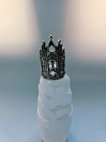Bague acier inoxydable gothique cathédrale ajourée ajustable
