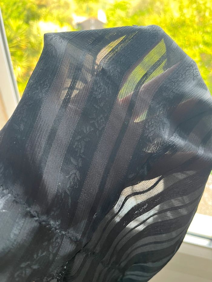 Caraco noir transparent motifs satinés taille unique jusqu’au 40 - photo numéro 5