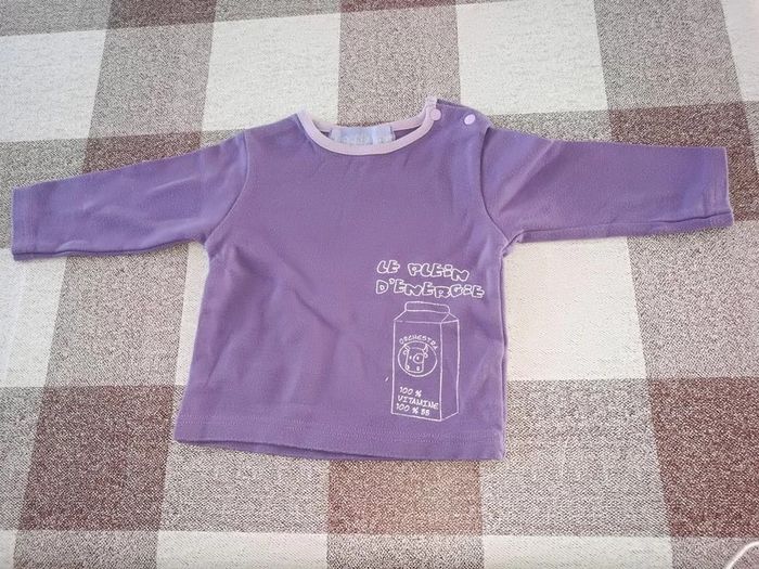 Tee shirt manches longues violet 6 mois