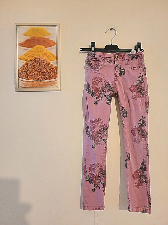 Pantalon motif floral fille lila "TQF" taille 6 ans