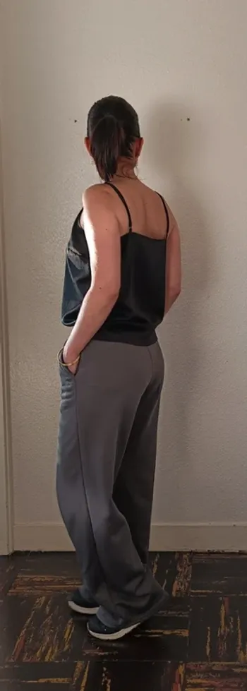 Pantalon wide leg molleton gris