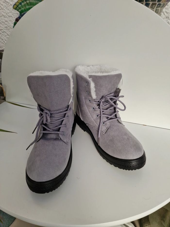 Bottines Grises Fourrure Blanche - photo numéro 12
