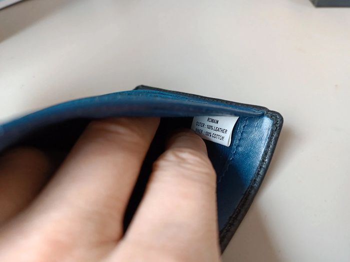 Portefeuille en cuir et coton father and son noir intérieur bleu marine. - photo numéro 12