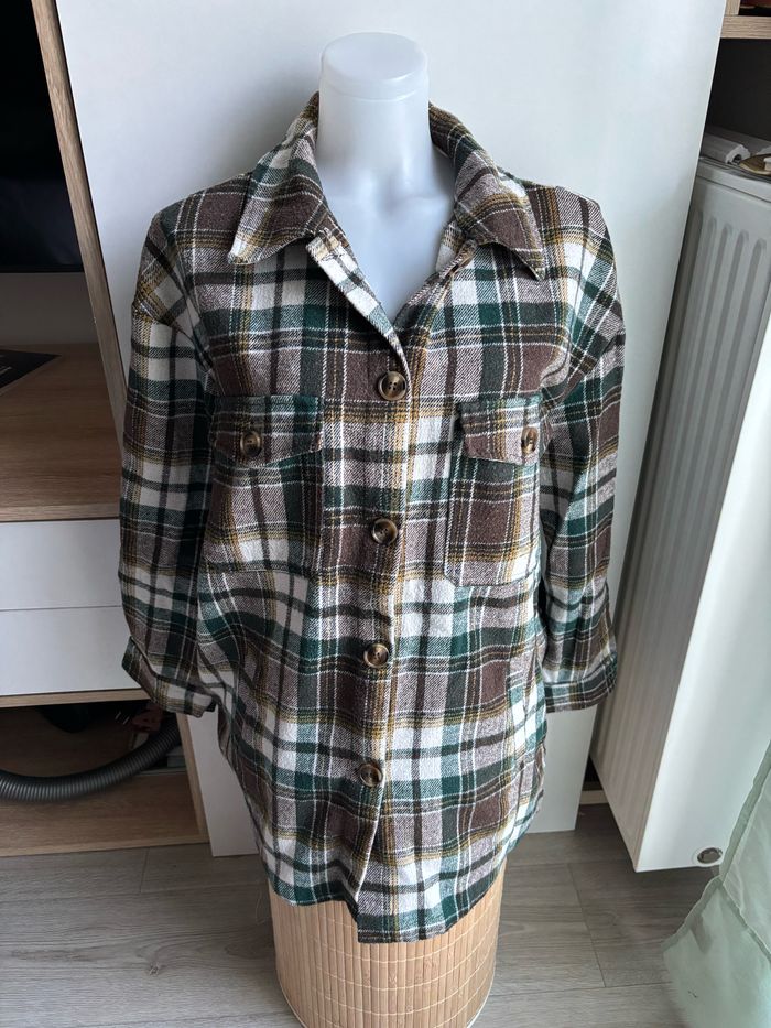 Veste sur chemise à carreaux marron vert taille M/L