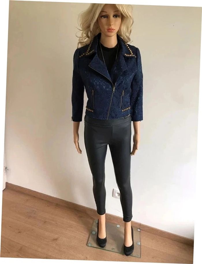 Veste jacquard bleue marine neuve avec rivets Beloved taille M (taille petit) - photo numéro 7