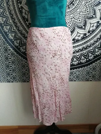 Jupe vintage rose pâle motifs tâches / renatto bene paris / (L)