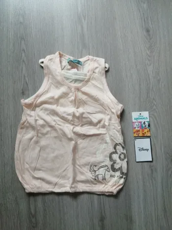 Débardeur rose saumon doublé imprimé fleurs et cheval / vêt affaires / (5ans)