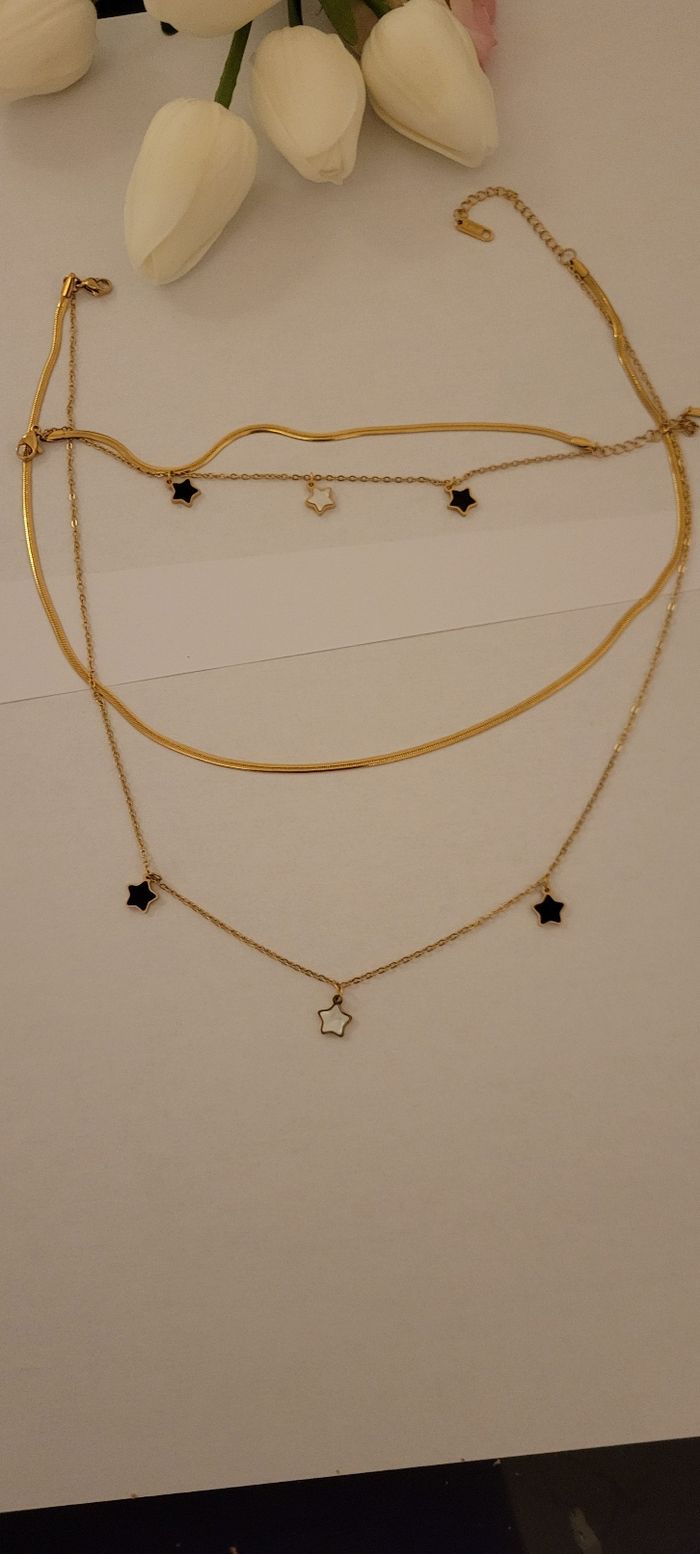 Collier +bracelet ensemble acier inoxydable tendance - photo numéro 2