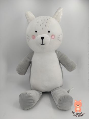 Doudou Peluche Lapin Blanc et Gris Monoprix