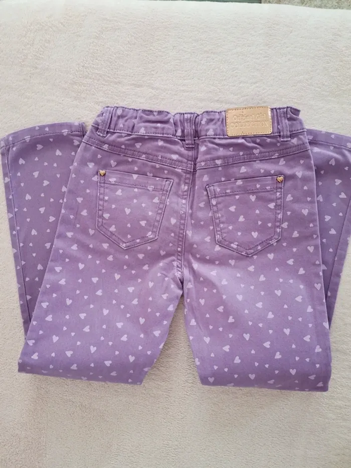 Pantalon slim In Extenso 8 ans violet motif cœurs parme/lila - photo numéro 4