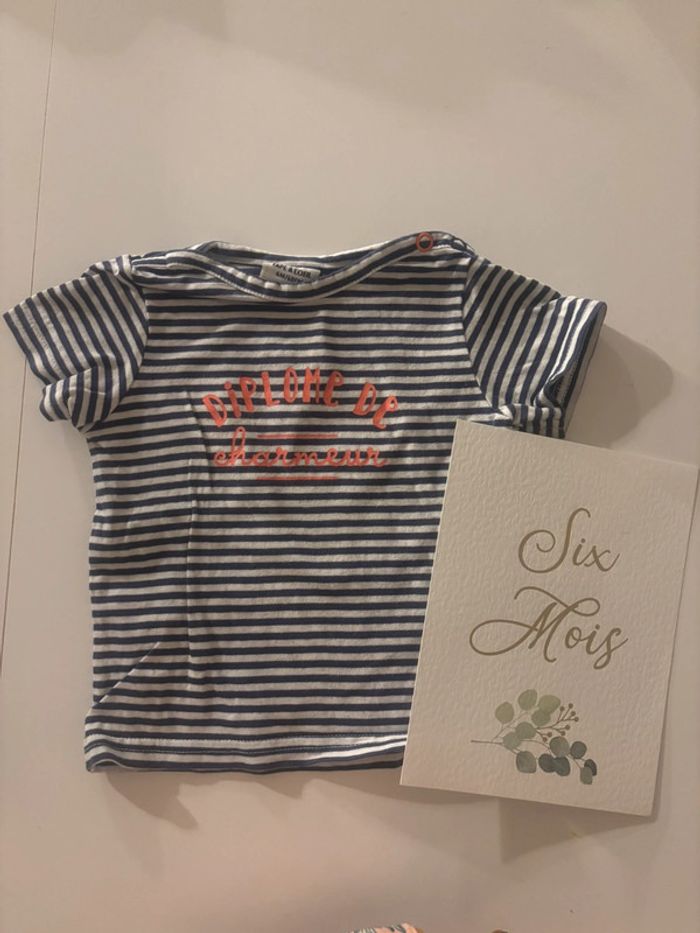 T-shirt marinière bleu Tape à l’œil 6 mois