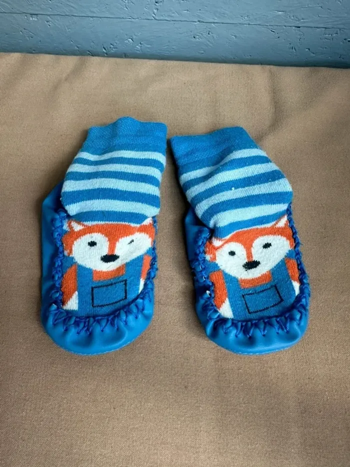 Chaussette - chausson bleu renard taille 20 - photo numéro 2