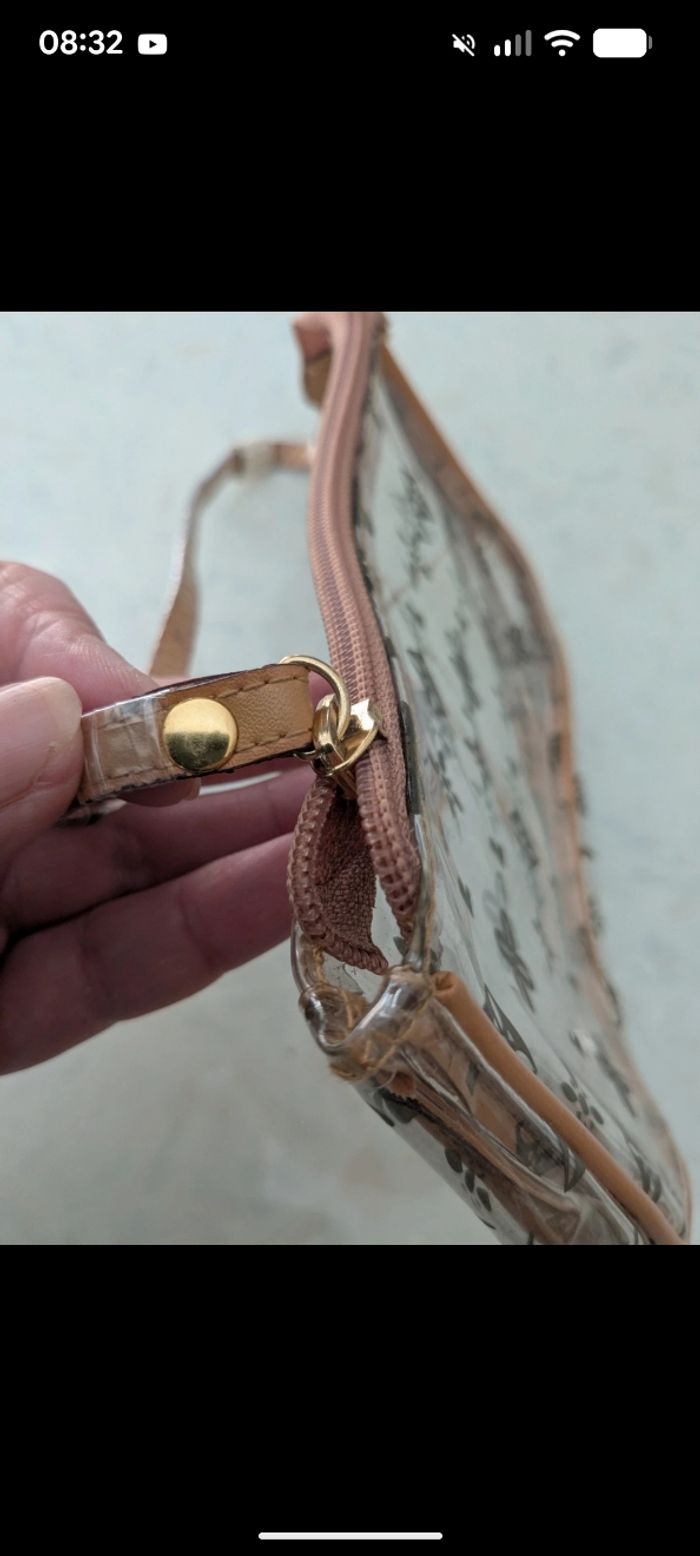 Magnifique sac vintage transparent imprimé beige-camel. - photo numéro 3