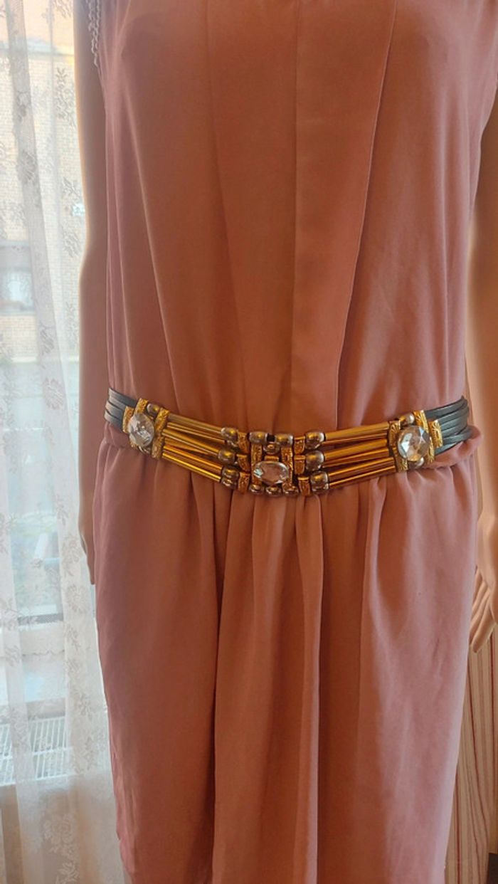 Ceinture en cuir noir avec application 90cm - photo numéro 2