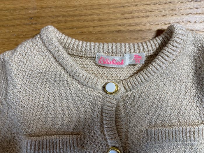 BillieBlush Gilet Cardigan beige et doré Taille 12 mois - photo numéro 4