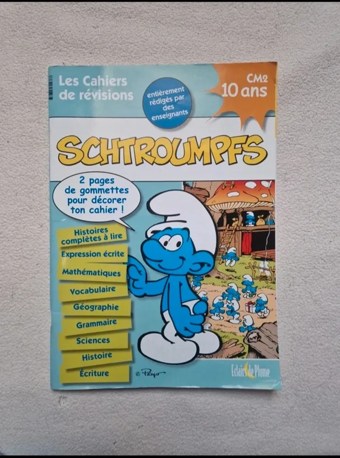 Neuf cahier de vacance les schtroumphs niveau cm2