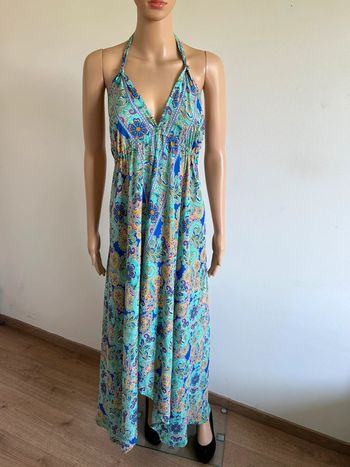 Robe longue imprimée neuve en soie Trebol taille S