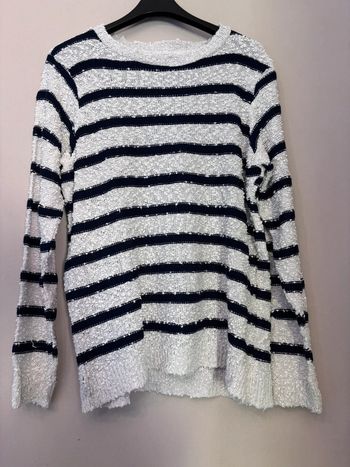 🌼Pull large rayé blanc et marine taille L🌼