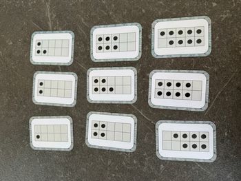 Cartes plastifiées pour apprendre à compter façon dominos