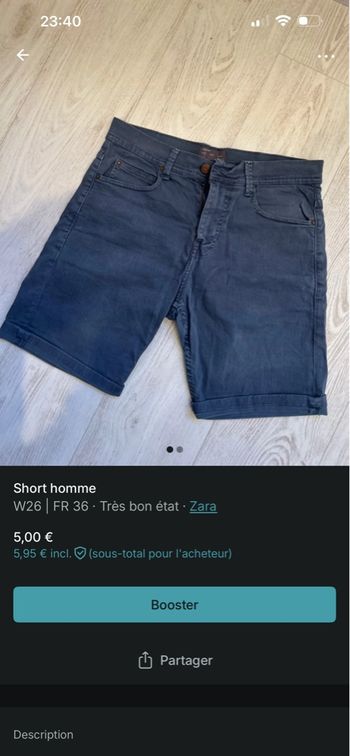 Short homme Zara 