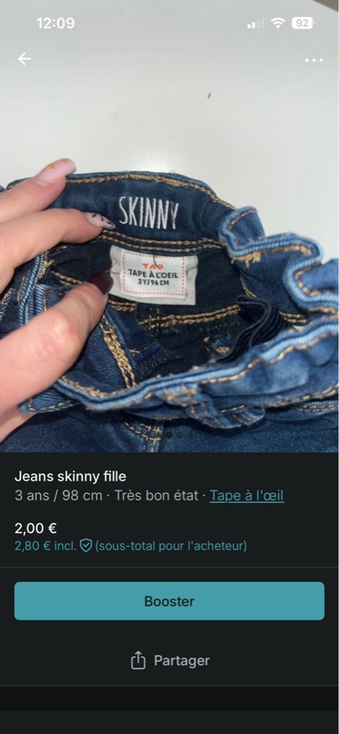 Jeans tape à l’œil bébé fille - photo numéro 2