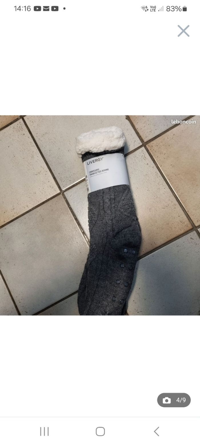 chaussettes / chaussons fourrées anti dérapants taille 43 / 46 🎁 neuf🎁 - photo numéro 4