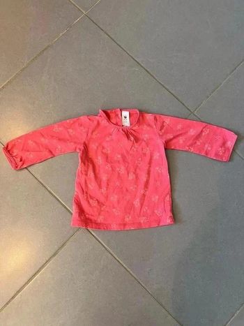T-shirt avec des " fleurs " - C&A - Manches longues - Rose - 80 cm
