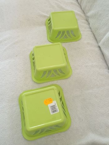 Lot de 3 paniers en plastique verts