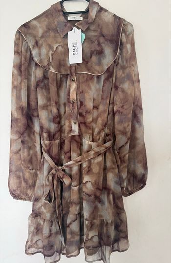 Belle robe Cache Cache T 42 marron et aubergine neuve