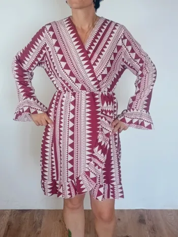 Robe neuve Moda Italia T.M coupe portefeuille imprimé géométrique