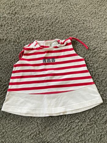 Teeshirt MC blanc et rouge 12 mois