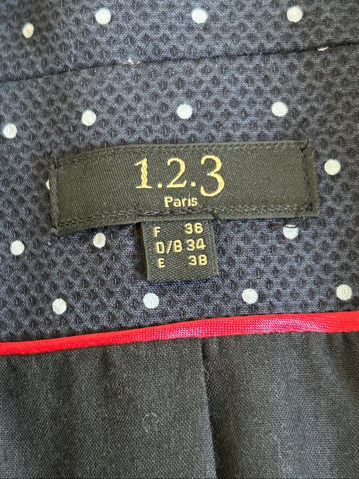 Blazer bleu marine à pois 123 taille française 36 jamais porté - photo numéro 10