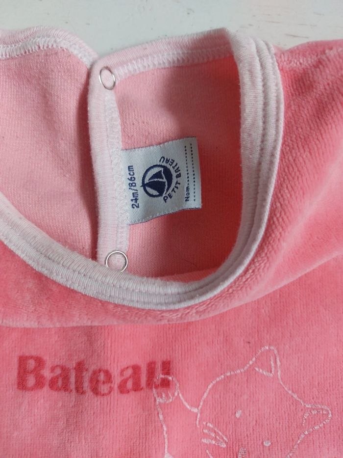 Pyjama en velours rose Petit Bateau Taille 24 mois - photo numéro 3