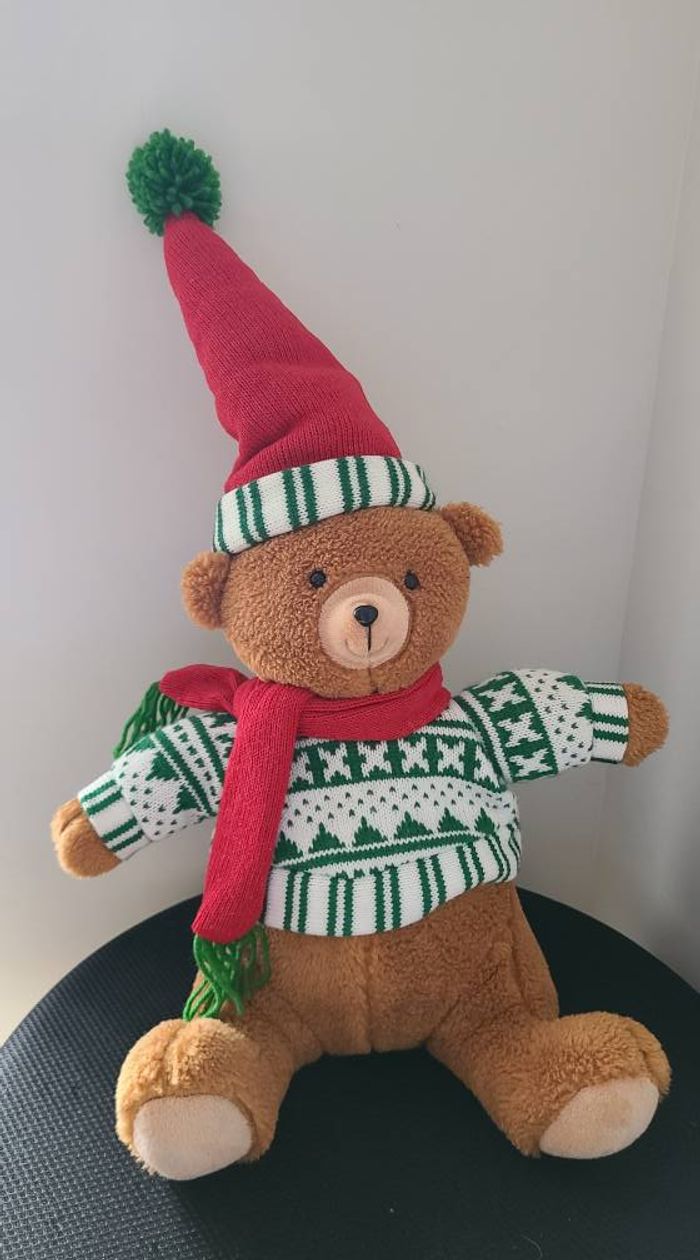 doudou ours motif noël - photo numéro 2