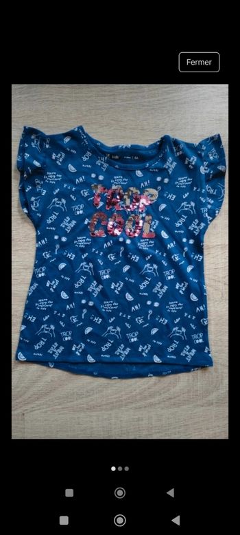 T-shirt Neuf fille Gémo imprimé recto verso 6 ans