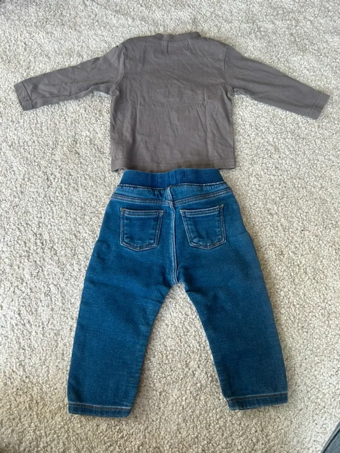 Lot bébé garçon demie saison pantalon et tee-shirt à manches longues - 12 mois - photo numéro 5