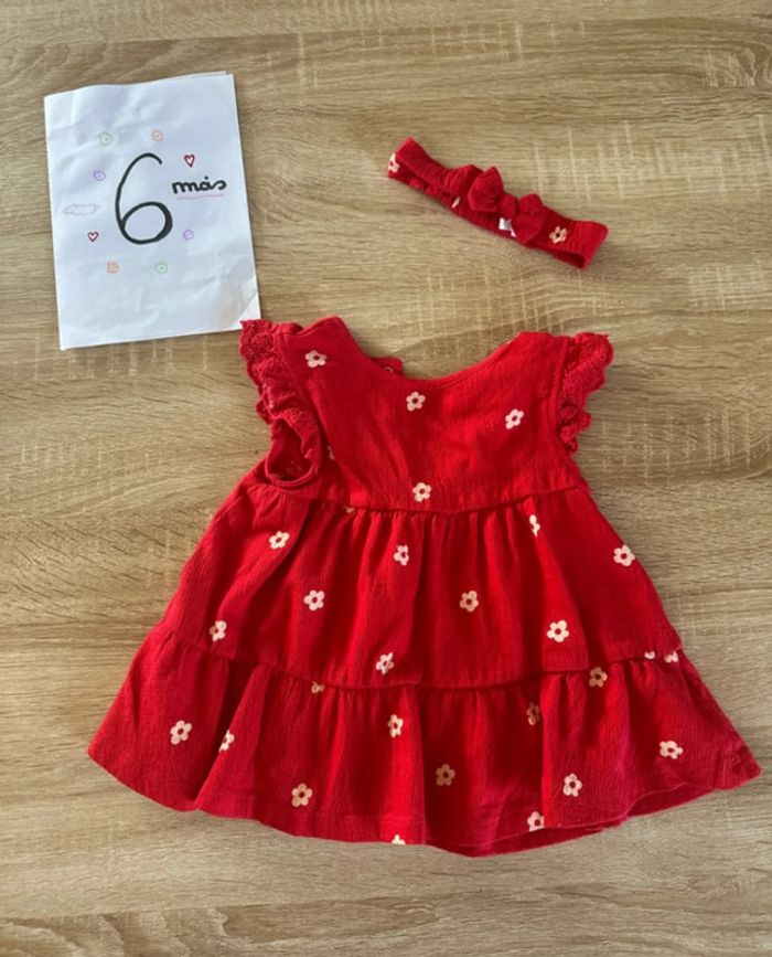 Lot 2 robes et leur chapeau/bandeau bébé fille 6 mois - photo numéro 3