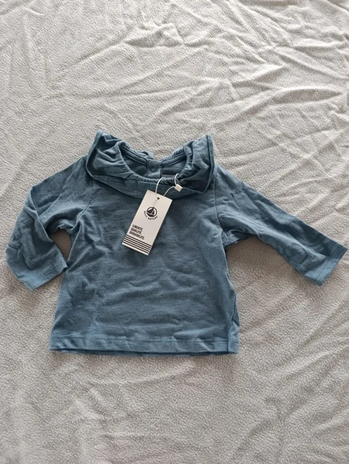 Blouse fille bleue petit bateau 6 mois neuve - photo numéro 2
