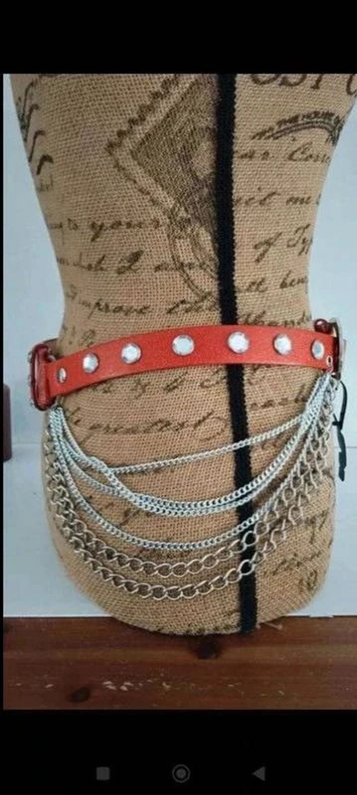 superbe ceinture orange avec chaînette argenté 85 cm - photo numéro 6