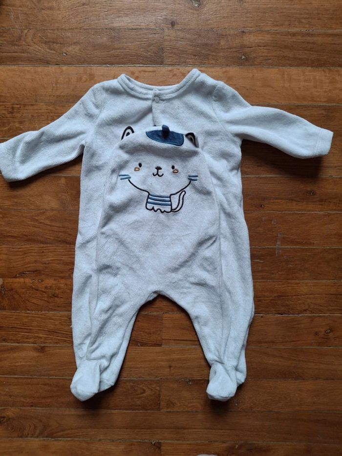 Pyjama velours chat parisien 6 mois Dpam