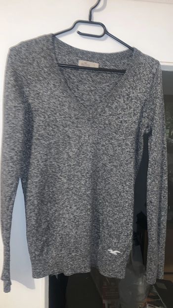 Pull col v gris chiné Hollister