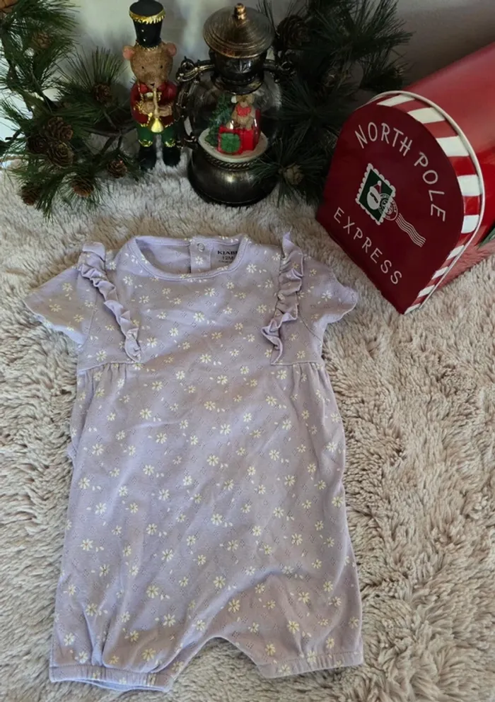 Body lilas à fleurs - 12 mois