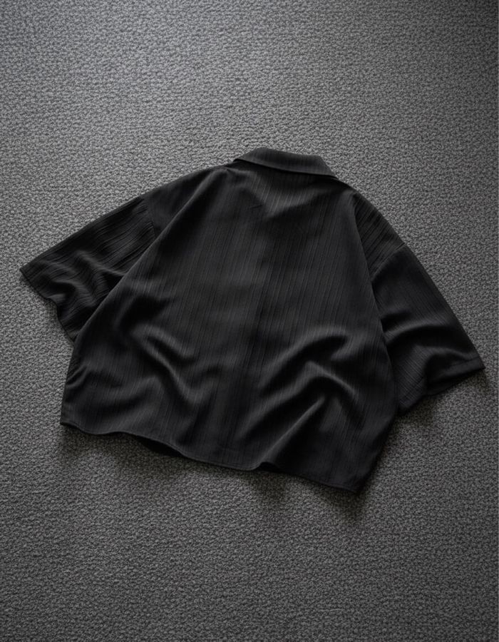 Chemise noire style asiatique / chinois à attaches – oversize - photo numéro 3