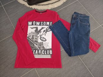 Jeans + t-shirt ml taille 164