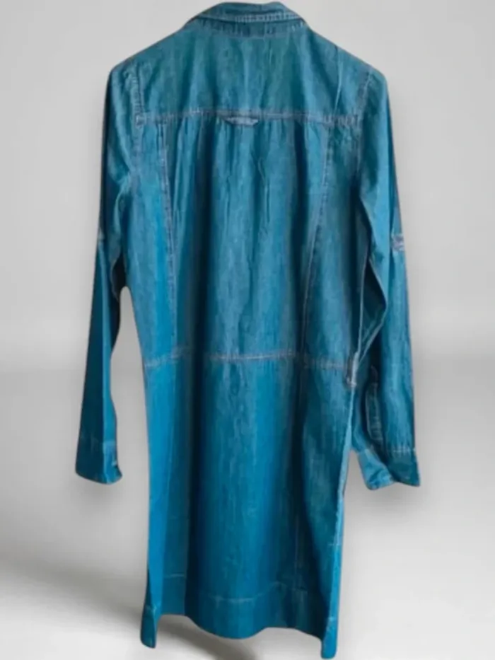 Robe jean mi-longue Somewhere effet chemise et jupe coupe droite 100 % coton - photo numéro 8