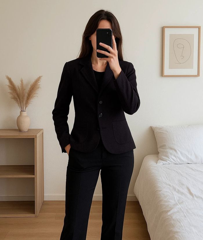 Veste blazer noire Vintage Armand Ventilo – Taille S
